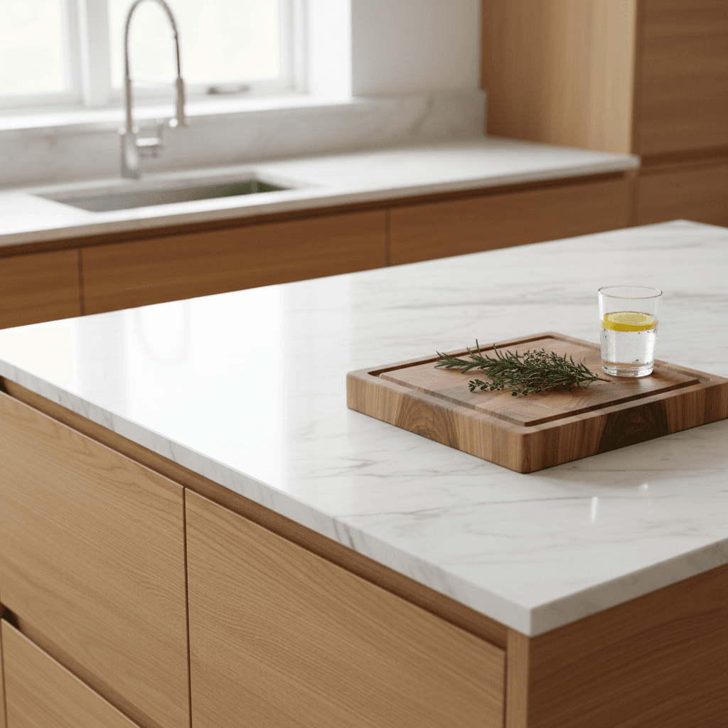 Luxury kitchen remodel with marble countertops