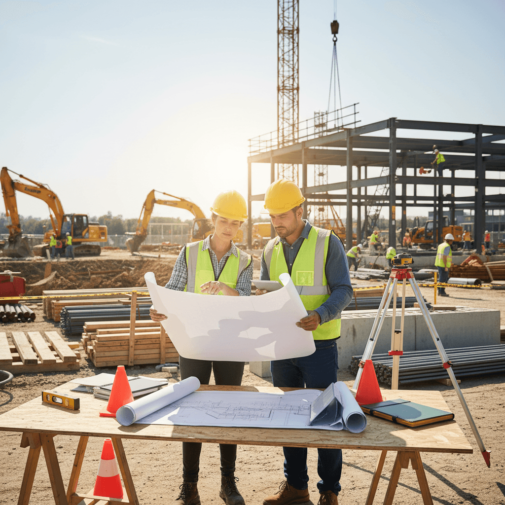 Construction project management on site