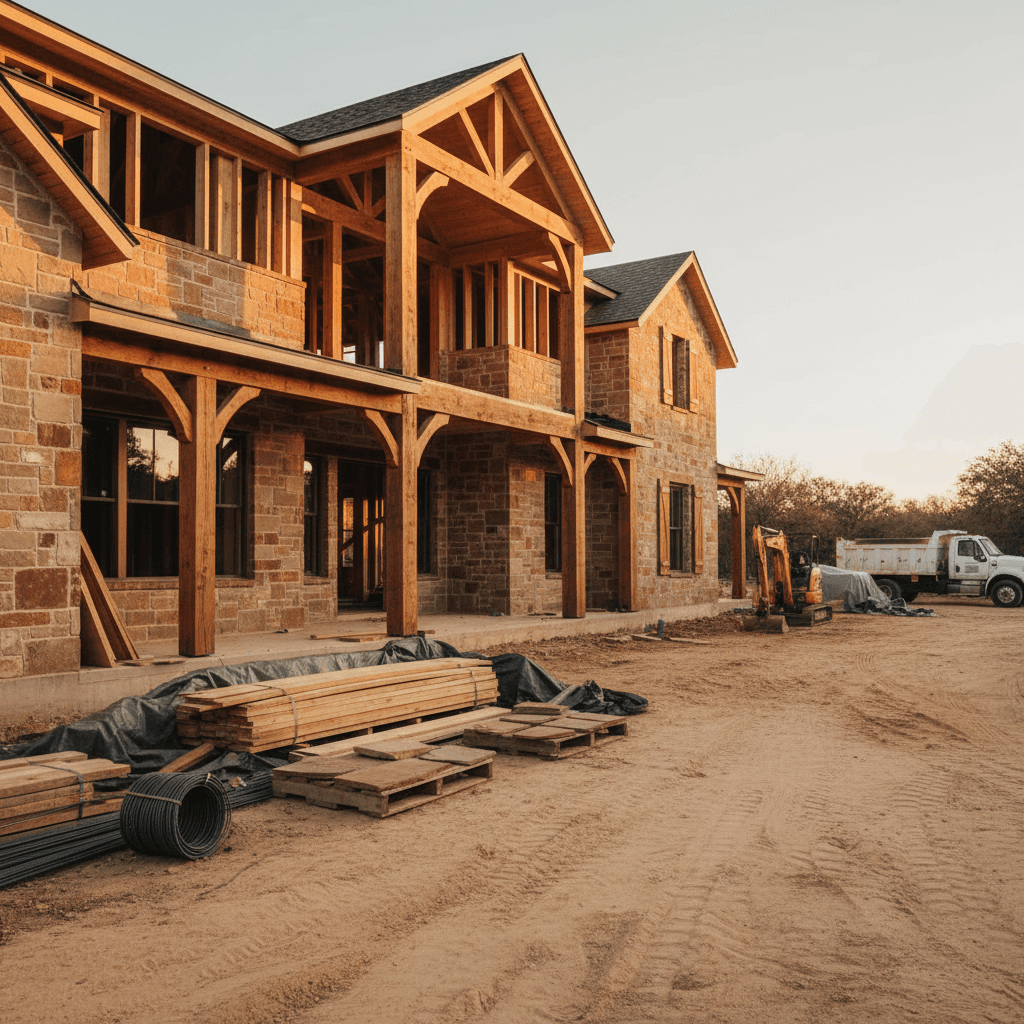 Custom home construction in progress