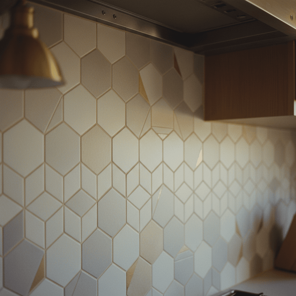 Detailed custom tile backsplash installation in luxury kitchen